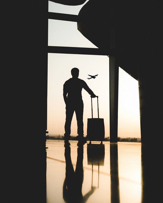 Man With Suitcase In Airport